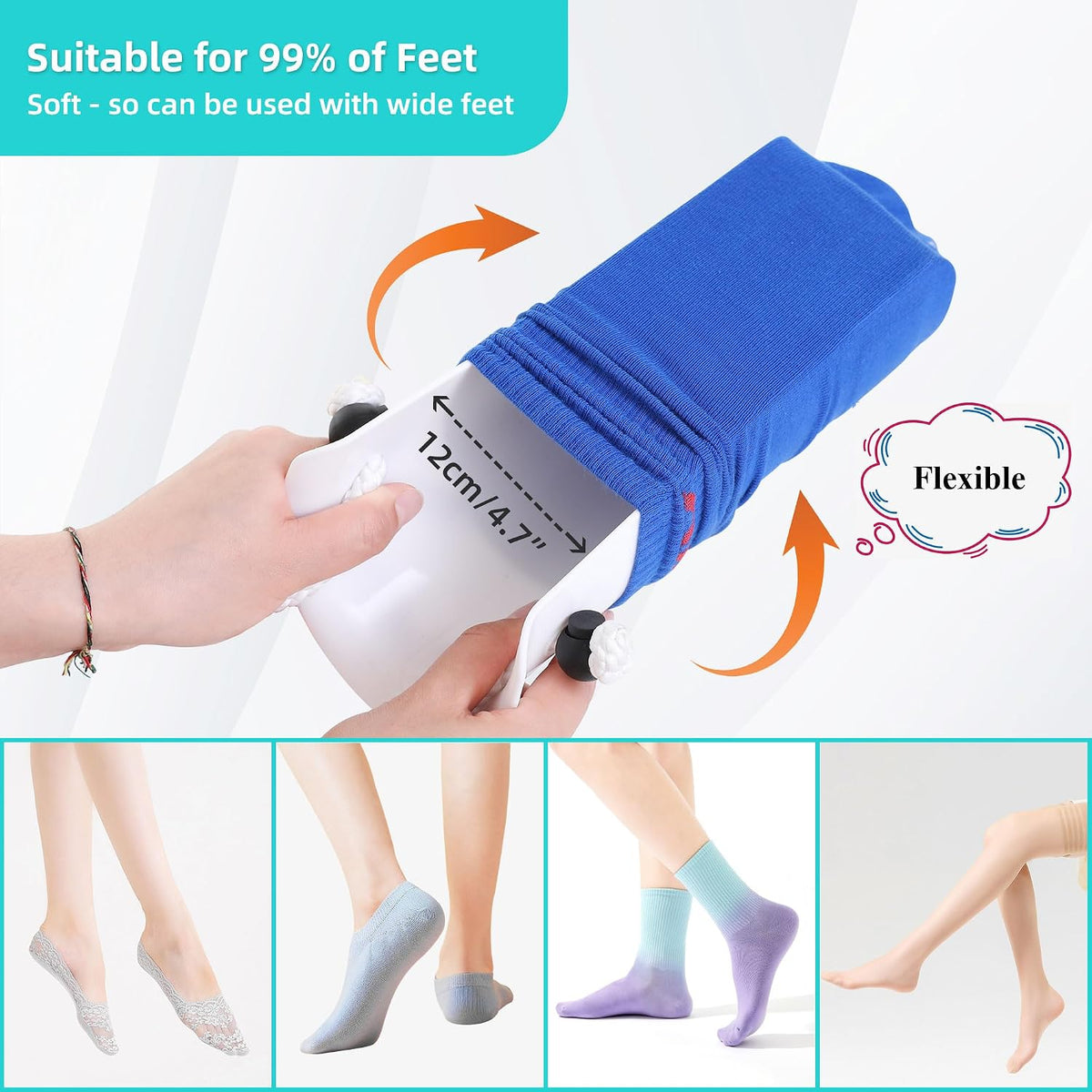 Sock Aid Device for Seniors Kit (Sock Aide and Dressing Stick) - Sock Helpers to Put on Your Socks No Bending - 35" Adjustable Extended Shoe Horn & Sock Puller Aid Easy On and Off