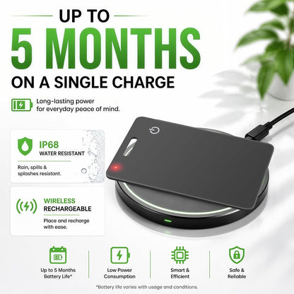 Wallet Tracker Card, Rechargeable, Works with Apple Find My