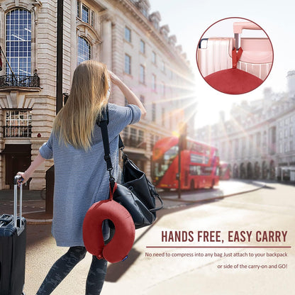Travel Pillow Memory Foam for Airplanes - Neck Pillow for Traveling, Car, Home, Flight Pillow for Sleeping with Attachable Snap Strap Soft Washable Cover, Provide Head Neck Support Rest, Dark Gray