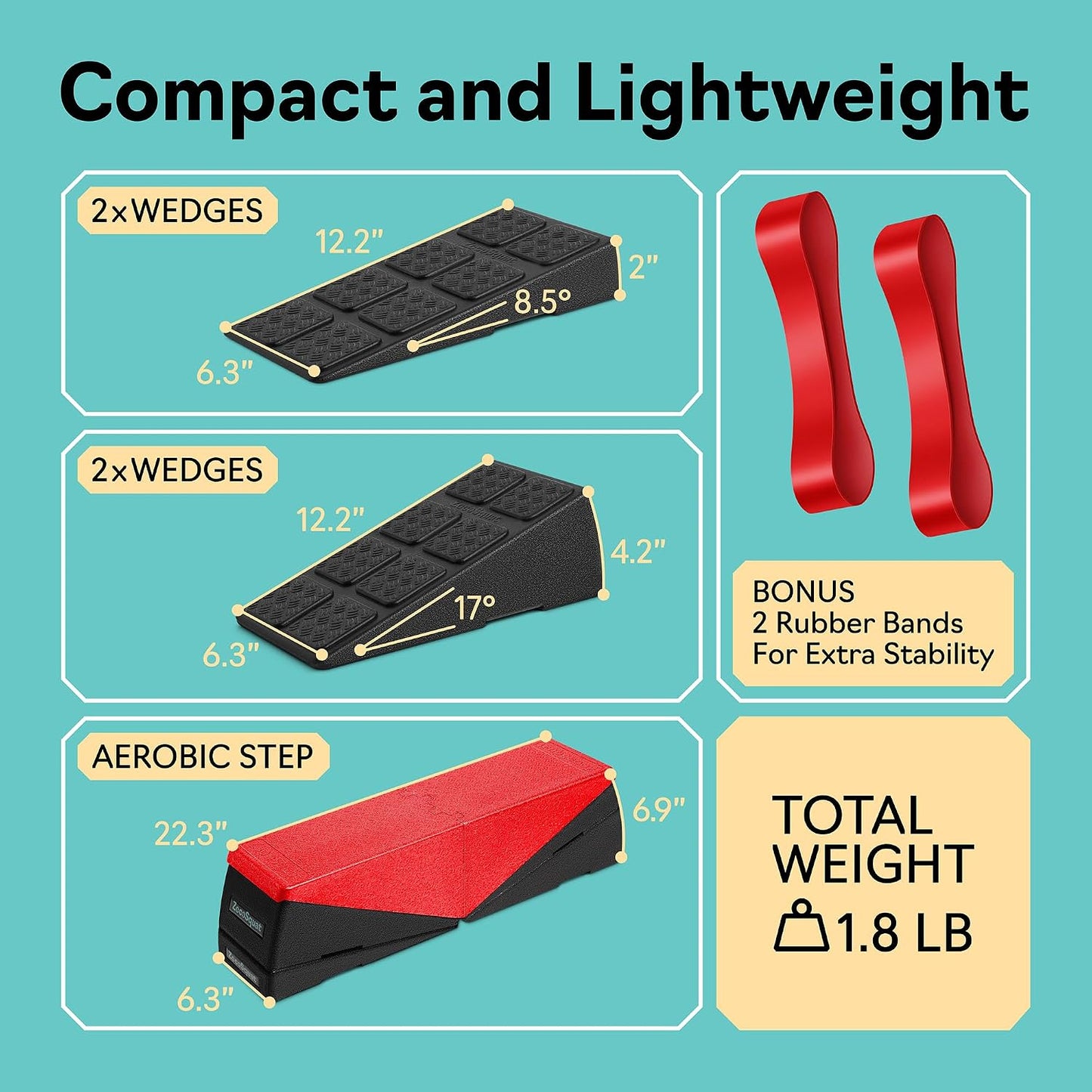 Squat Wedge Block Set of 3/5 - 960 LBS Capacity - Slant Board for Calf Stretching with 5 Stackable Angles - Calf Stretcher Slant Board - Workout Equipment - EPP Material for Exercise Equipment & Physical Therapy