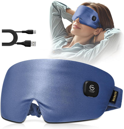 Heated Eye Mask for Dry Eyes - Silk Cordless Warm Eye Compress Moist Heat, FSA Eligible, Eye Heating Pad for Stye Treatment, Tired Eyes, Sleep, Travel, Washable, Rechargeable, Blue