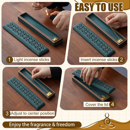 CEREMONY Incense Holder for Sticks, Ceramic Insence-Stick Holder Ash Catcher, Incense Holder Timkburner for Meditation Yoga Spa Room Incense Holder (Lever Brown)