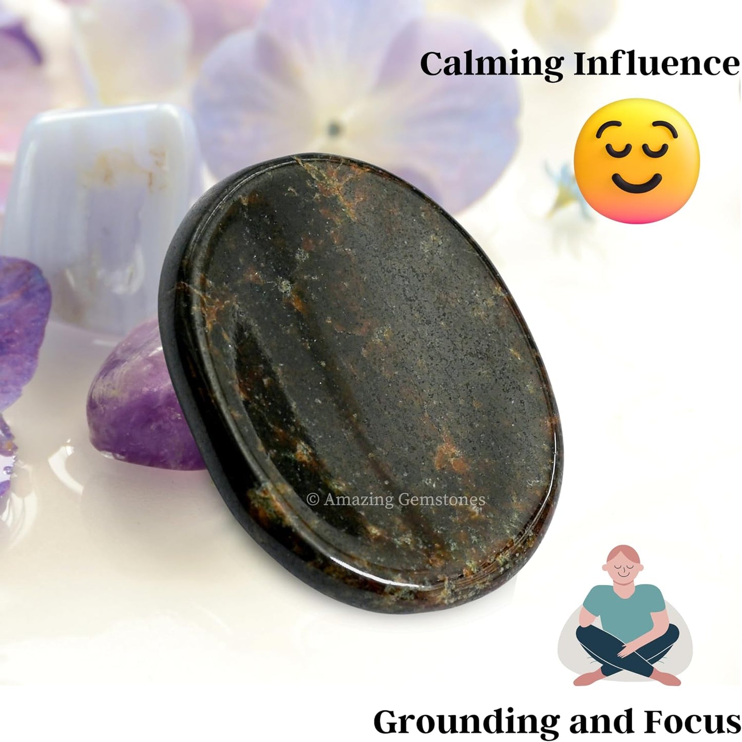 Amazing Gemstone Labradorite Thumb Worry Stone, Anxiety Stone, Healing Crystals - Piedra Crystal Fidget for Gift, Meditation, Calming, Relaxation, Stress Relief - Colors A