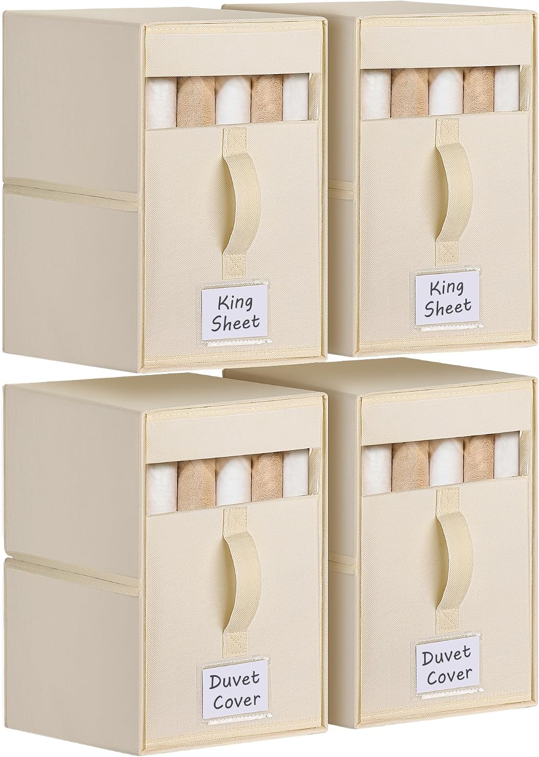 Large Bed Sheet Organizers and Storage for Linen Closet, Grey