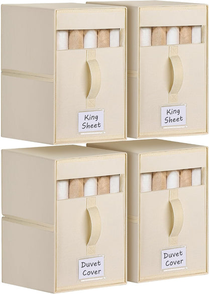 Large Bed Sheet Organizers and Storage for Linen Closet, Grey