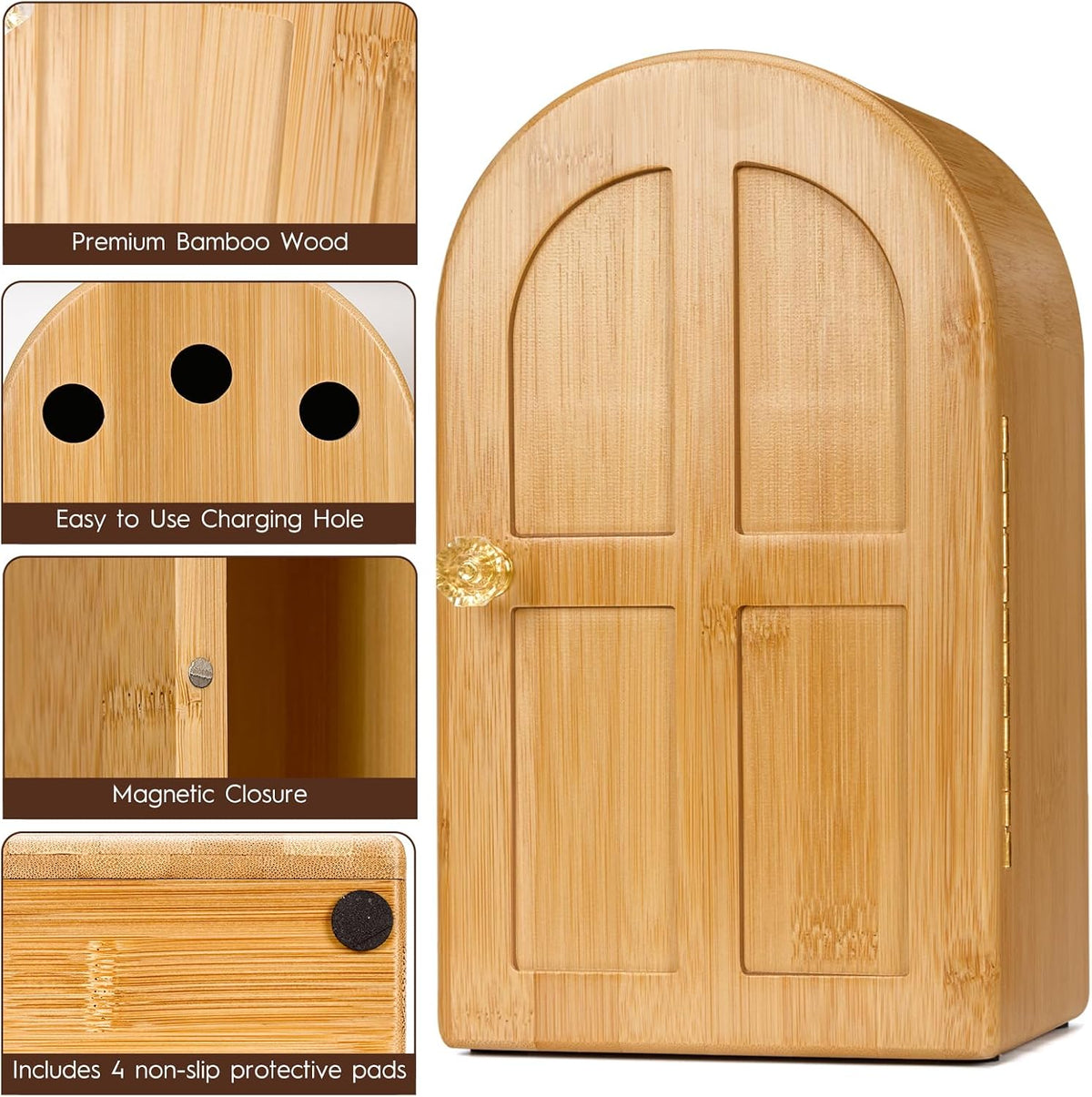 Bamboo Cell Phone Box for Family Time, Cell Phone Jail,Hold 6 Phones