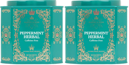 Harney & Sons Peppermint Herbal Tea in Sachets, Caffeine-Free Herbal, 30 Sachets