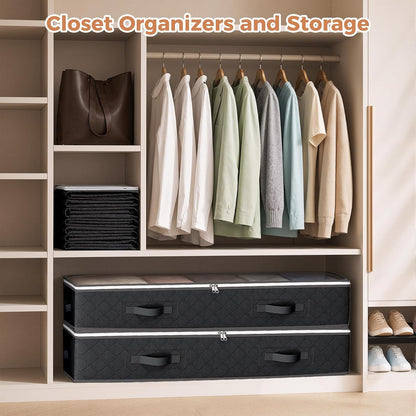 Budding Joy 95L Under Bed Storage Containers, 4 Pack Closet Organizers Grey