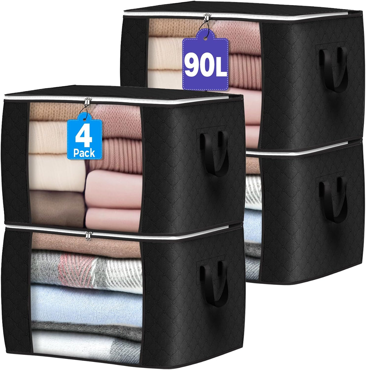90L Large Storage Bags, Clothes Storage Bins Closet Organizers