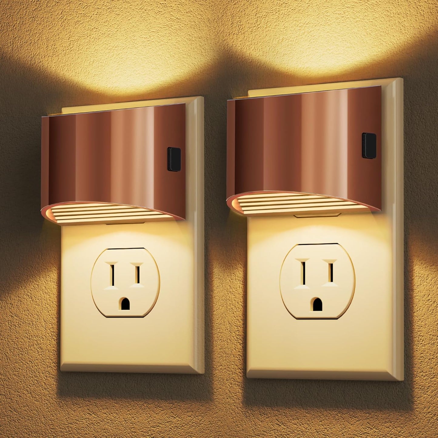 DORESshop LED Night Light[2 Pack], Night Lights Plug into Wall, 3 Level Brightness Adjustable Plug in Night Light, Dusk to Dawn Sensor, Nightlights for Adults, Bedroom, Bathroom, Hallway, Amber