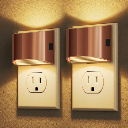 DORESshop LED Night Light[2 Pack], Night Lights Plug into Wall, 3 Level Brightness Adjustable Plug in Night Light, Dusk to Dawn Sensor, Nightlights for Adults, Bedroom, Bathroom, Hallway, Amber