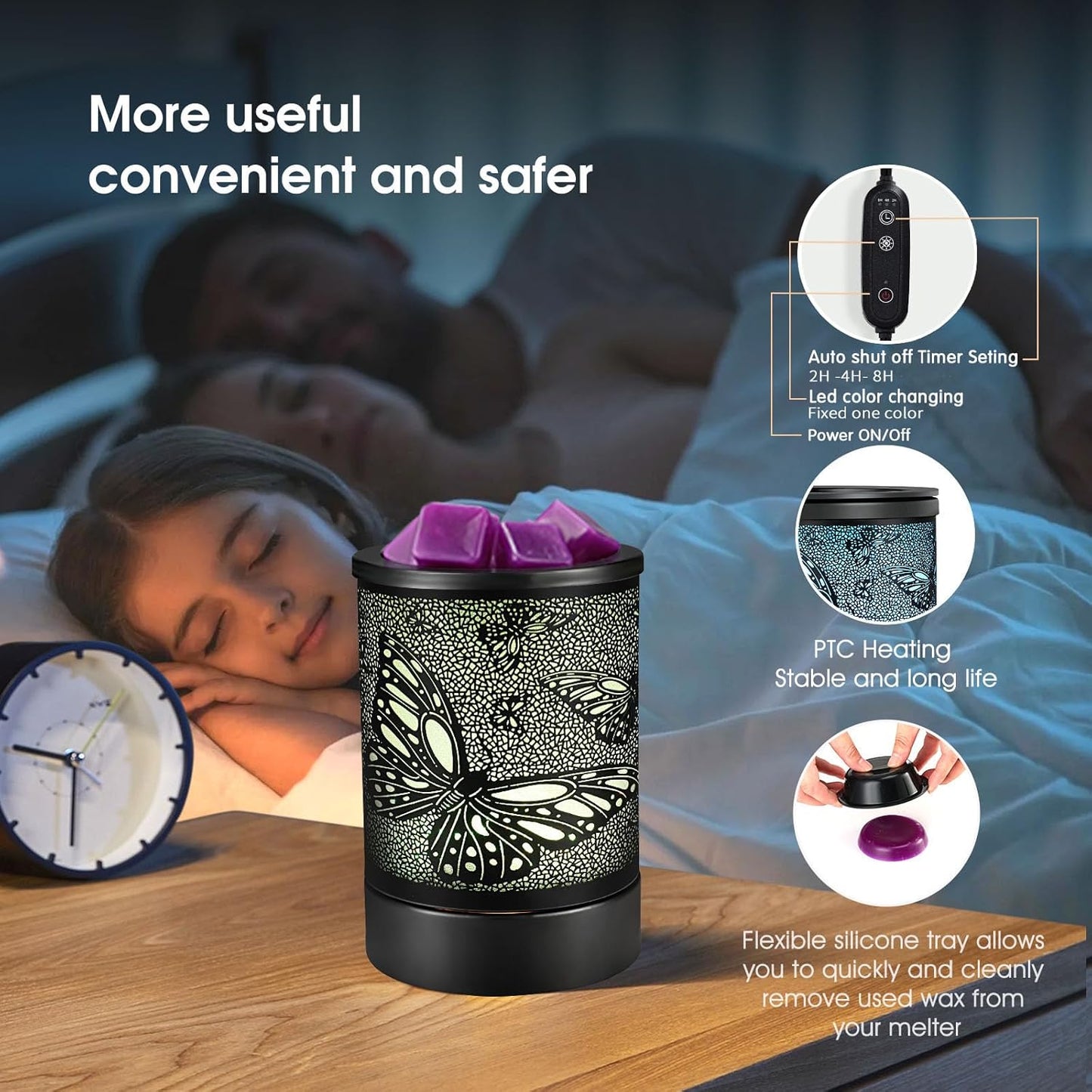Enaroma Fragrance Wax Melts Warmer with 7 Colors LED Changing Light Classic Black Forest Design Scent Oil Candle Warmer for Home Black Forest