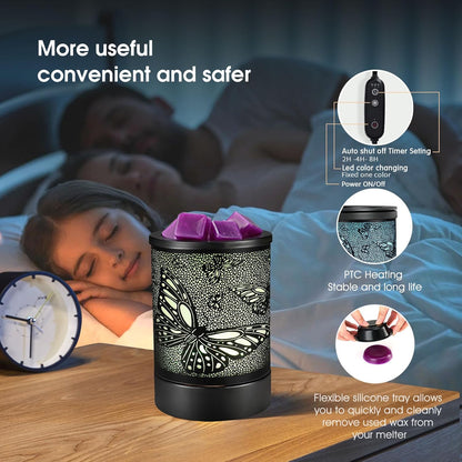 Enaroma Fragrance Wax Melts Warmer with 7 Colors LED Changing Light Classic Black Forest Design Scent Oil Candle Warmer for Home Black Forest