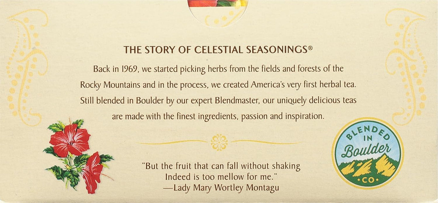Celestial Seasonings Hibiscus Tea, Red Zinger Herbal Tea, Caffeine Free, 20 Tea Bags