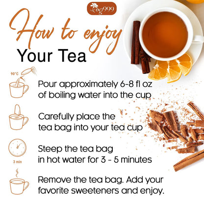 TOG999, 135 Premium Red Rooibos Tea Bags, 100% Natural & Pure from Rooibos Tea Leaves. Loose Leaf Rooibos Herbal Tea. Made with Natural Material Tea Bags. No Sugar, No Caffeine, No Gluten, Vegan.