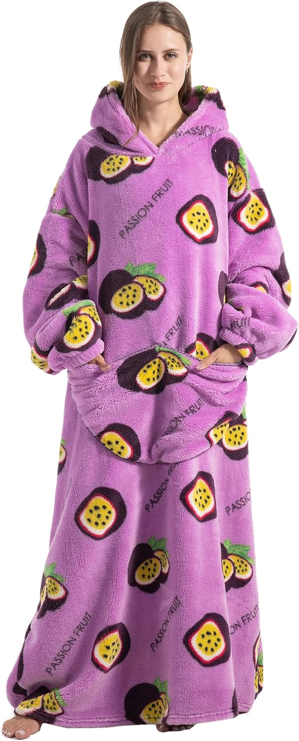 Capecage Blanket Hoodie, Long Hooded Blanket Sweatshirt as Birthday Gifts for Women Men, Long Wearable Blanket for Women Men.