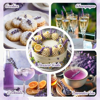 60+ PCS Edible Lavender Sprigs 1.1oz for Cocktails & Dessert Decor