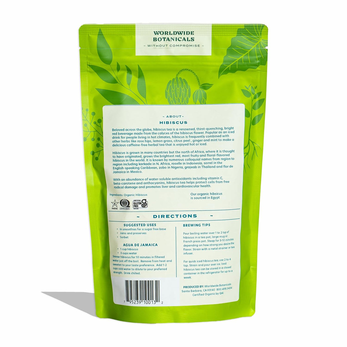 Worldwide Botanicals Organic Hibiscus Tea – 8 oz, Loose Leaf, Cut and Sifted – 100% Egyptian Hibiscus sabdariffa AKA Karkade, Roselle, Sorrel, Zobo, Flor de Jamaica