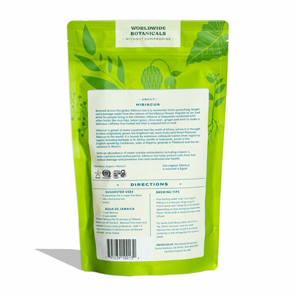 Worldwide Botanicals Organic Hibiscus Tea – 8 oz, Loose Leaf, Cut and Sifted – 100% Egyptian Hibiscus sabdariffa AKA Karkade, Roselle, Sorrel, Zobo, Flor de Jamaica