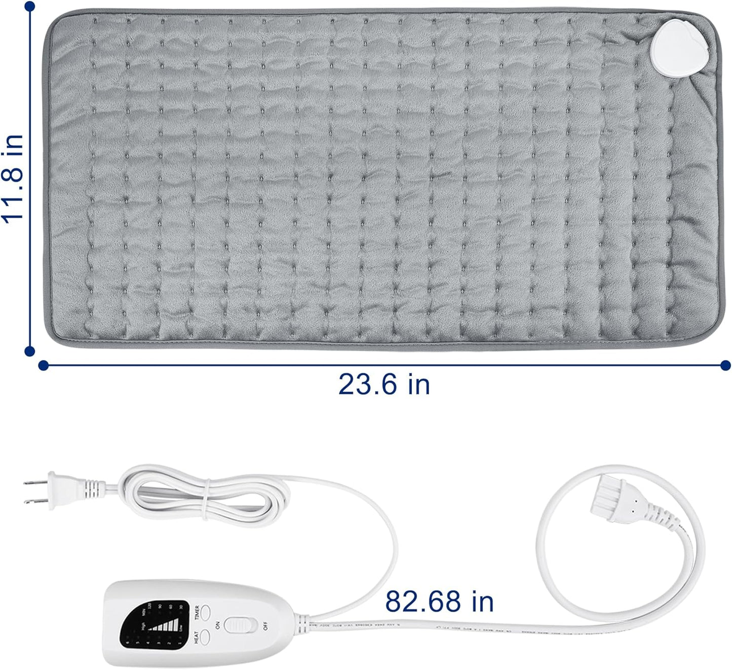 Electric Heating pad with 6 Heat Settings, Auto Shut Off, Dry Electric Heating for Back Neck Knee Arms Legs Shoulder Heat Pads for Christmas Birthday Father Mother's Day (24"X12", Gray Green)