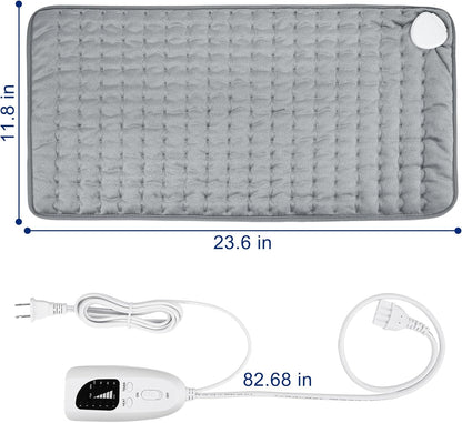 Electric Heating pad with 6 Heat Settings, Auto Shut Off, Dry Electric Heating for Back Neck Knee Arms Legs Shoulder Heat Pads for Christmas Birthday Father Mother's Day (24"X12", Gray Green)