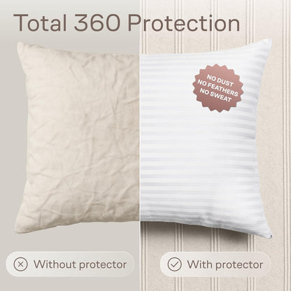 Set of 4 Pillow Protectors with Zipper Standard Size - 100% Resistant to Stains, Dust & Dirt - Washable Covers for Increased Pillow Lifespan