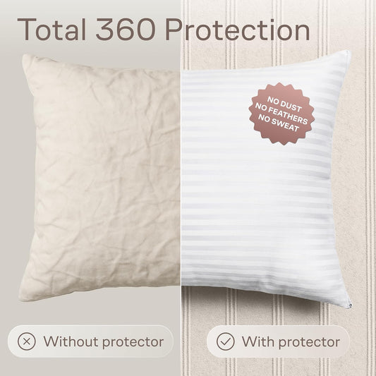 Set of 4 Pillow Protectors with Zipper Standard Size - 100% Resistant to Stains, Dust & Dirt - Washable Covers for Increased Pillow Lifespan