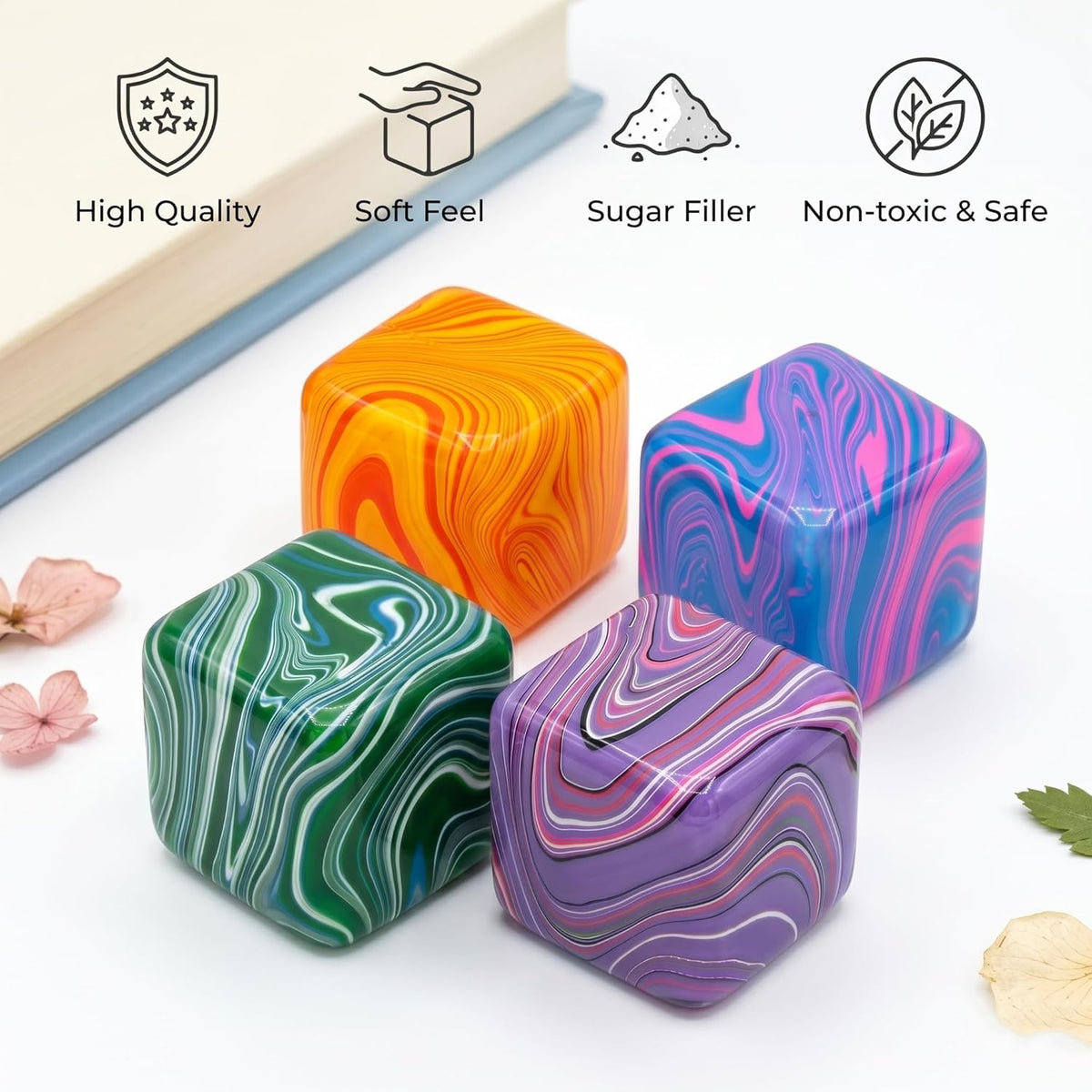 4 Pack Stress Balls Squishy Toys, 2 Inch Stress Relief Squeeze Toys