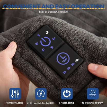 Sealy Heated Blanket Throw with Built-in Button Controller, Reversible Flannel to Sherpa Electric Blanket with 2-10 Hours Auto-Off & 4 Heating Levels, Over-Heat Protection, 50x60 inch, Beige