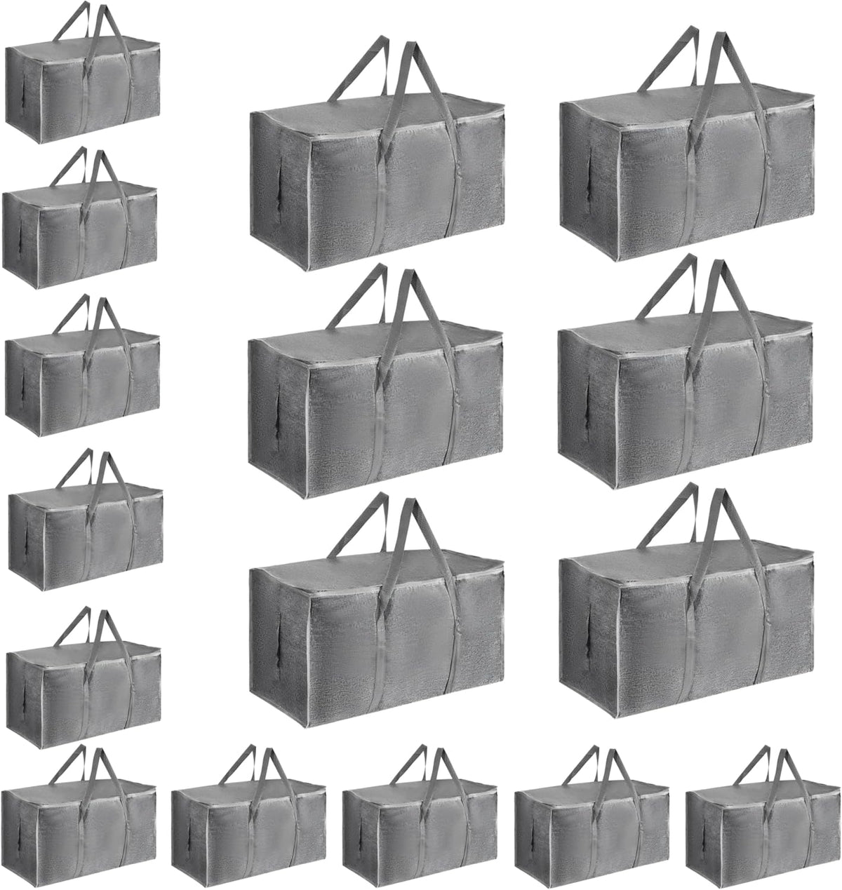 Moving Bags Extra Large - Heavy Duty Storage Totes with Wrap-Around Handles & Reinforced Zippers - Foldable Moving Box Alternative, Water-Resistant for Dorm, Closet & Under Bed Storage (Clear)