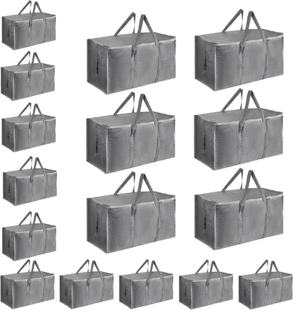 Moving Bags Extra Large - Heavy Duty Storage Totes with Wrap-Around Handles & Reinforced Zippers - Foldable Moving Box Alternative, Water-Resistant for Dorm, Closet & Under Bed Storage (Clear)