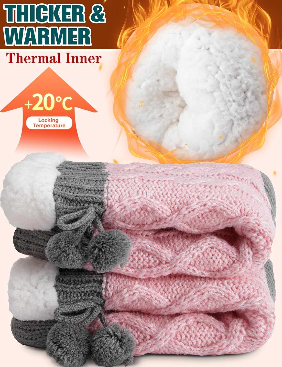Welwoos Womens Slipper Fuzzy Grips Socks Fluffy Winter Warm Thick Thermal Cozy Plush Non Slip Cabin Soft Fleece Socks