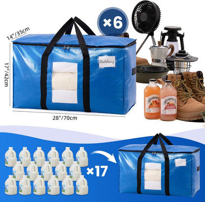 TAILI Blue Extra Large Moving Bags,Storage Bags with Visible Window