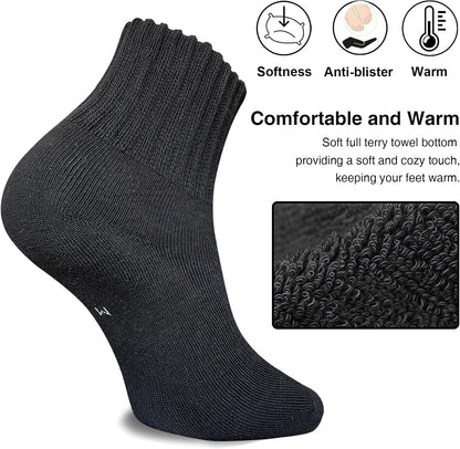 suaskk Womens Cozy Solid Thick Cushioned Thermal Crew Boot Socks 4 Pairs | Soft and comfortable, Arch Support, Non-Slip, Sturdy and durable