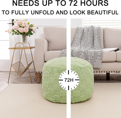 Round Pouf Ottoman 20 x 20 x 14 Inches Boho Poof Home Decor Floor Pouffe Ottoman Foot Rest for Couch Sofa Bean Bag Chairs Living Room Bedroom (Green)