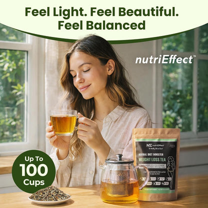NutriEffect 7-Herb Herbal Tea Blend – Up to 100 Cups | 250g (8.8 oz) Loose Leaf Tea – Rooibos, Yerba Mate & Nettle Blend – Smooth & Naturally Refreshing