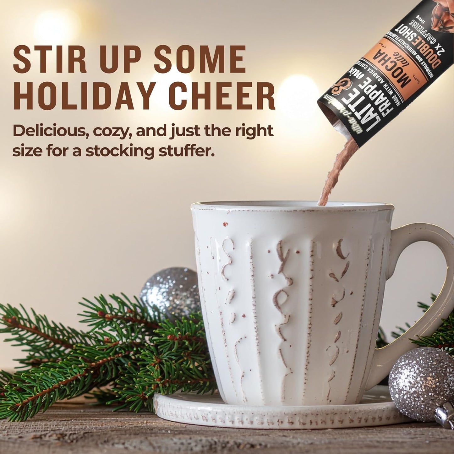 The Frozen Bean Vanilla Bean Frappe & Latte Instant Mix (10 Sticks), Made with Arabica Coffee, Double Shot Caffeine, Low Sugar & Premium Ingredients, Hot, Iced, or Blended Drinks