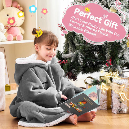 IFNOW Wearable Blanket Hoodie, Oversized Sherpa Fleece Hooded Blanket Sweatshirt with Eye Mask and Pocket, Comfy Long Flannel Blanket for Adults Men,Gifts for Women Mom Girlfriend,MoonFace
