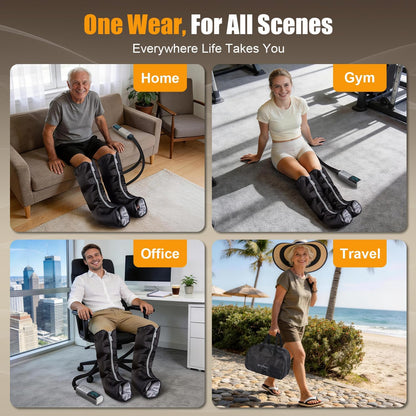 Leg Compression Massager for Circulation, Calf and Foot Massager with Heat, Compression Boots for Sore Muscle Relaxation, 6 Modes 12 Intensities 3 Timers, Gifts for Fathers Men and Women