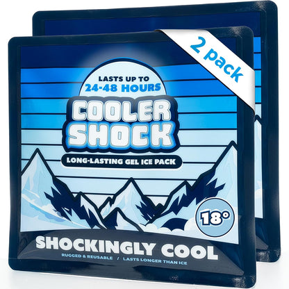 Cooler Shock Reusable Ice Packs for Cooler - Long Lasting Cold Freezer Packs for Coolers and Lunch Boxes - Cooler Ice Packs for Camping Gear, Fishing, Road Trips, Beach Must Haves