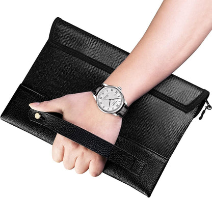 Fireproof Money Bag 2 Pack, Waterproof Document Pouch for Cash & Passport