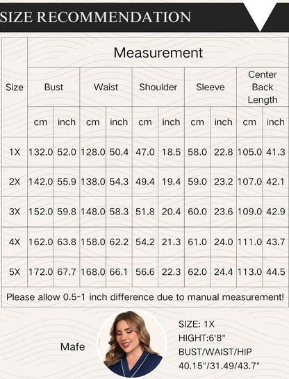 Ekouaer Plus Size Robes for Women Soft Bathrobe V Neck Soft Maternity Robe