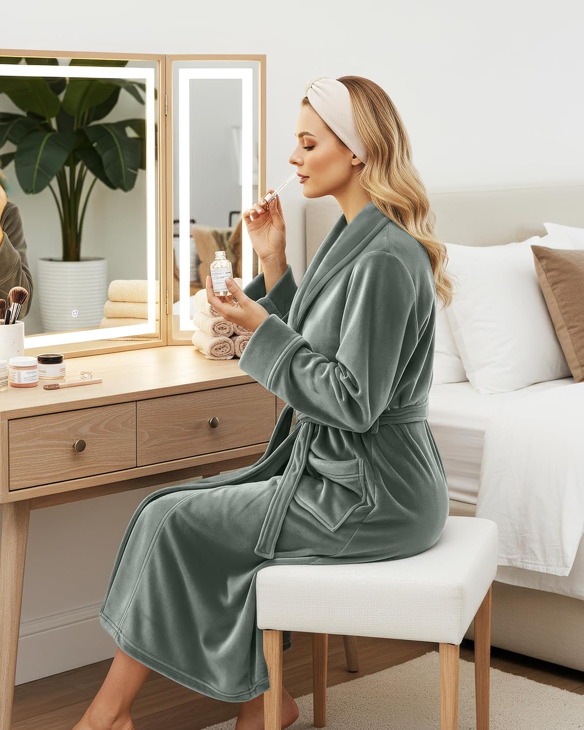 NY Threads Premium Womens Robe, Plush Fleece Long Bath Robe for Women, Fluffy Soft Women's Bathrobe