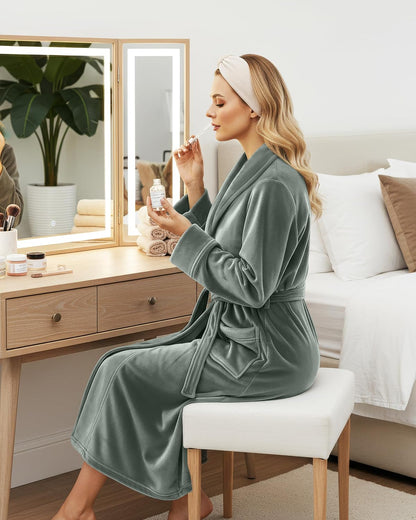 NY Threads Premium Womens Robe, Plush Fleece Long Bath Robe for Women, Fluffy Soft Women's Bathrobe