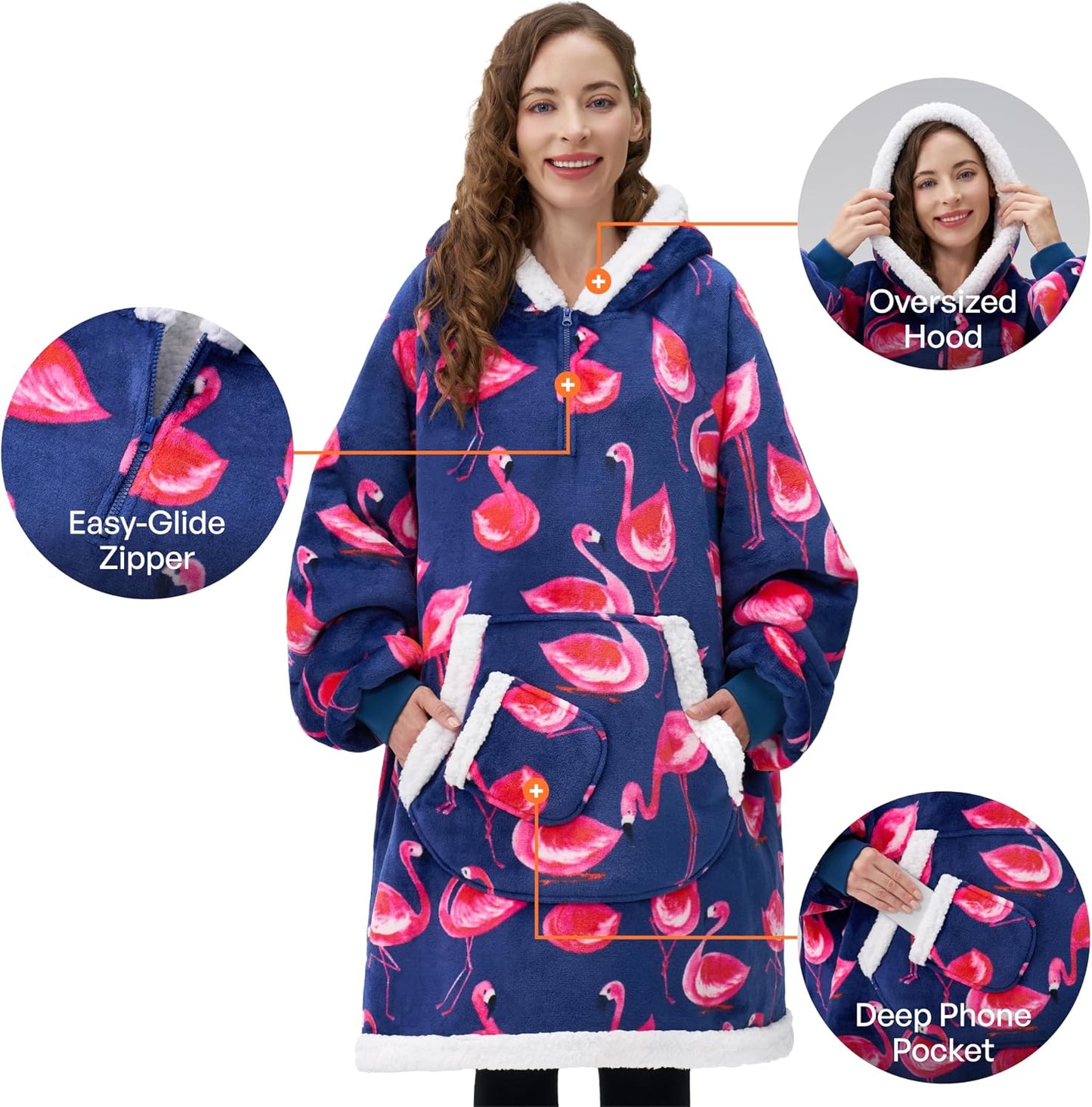 Giggling Getup Wearable Blanket Hoodie for Adults Gifts for Teen Girls Sister Women Sherpa Fleece Printed Hooded Blanket Sweatshirt Warm Cozy with Pocket & Sleeves Beige Cat