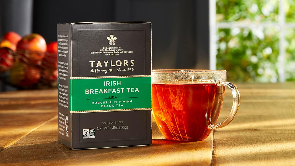 Taylors of Harrogate Irish Breakfast, Black Tea, Pillow Bags, Rich, Bright & Malty, Caffeinated, Enjoy Hot or Iced, 50 Teabags, 50 Count (Pack of 2)