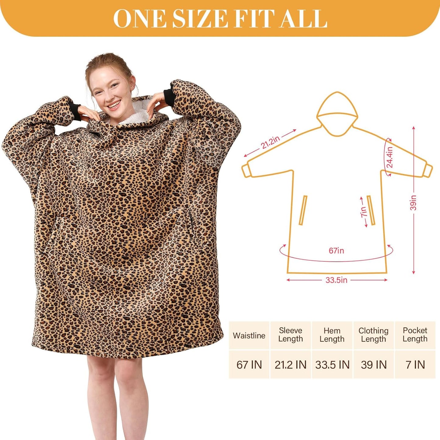 LetsFunny Blanket Hoodie,Oversized Wearable Sherpa Fleece Blanket Sweatshirt,Super Soft Warm Cozy with Giant Pocket,Gifts for Women Men Adults Teenagers, One Size Fits All