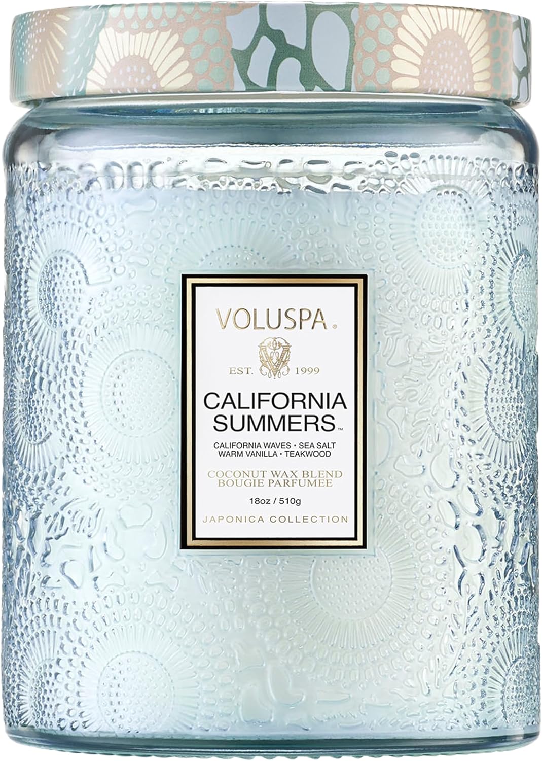 Voluspa Baltic Amber Candle, 18 oz, Coconut Wax Blend, Scented Candles for Home, 100 Hour Burn Time, Candle Jar