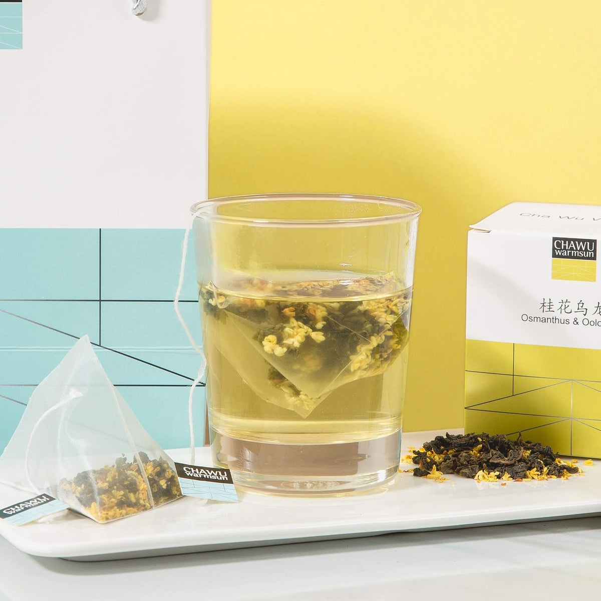 ChaWuWarmSun Osmanthus Oolong Tea Bags, 16 Count, 8 Bags/Box Pack of 2