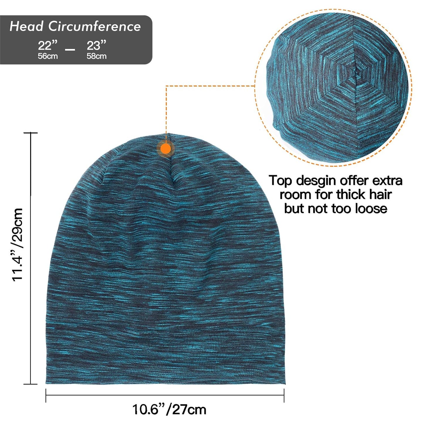 Silk Satin Lined Bonnet Sleep Cap - Adjustable Stay on All Night Hair Wrap Cover Slouchy Beanie for Curly Protection Women and Men Solid Black